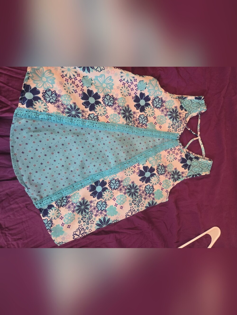 Belle Du Jour Blue & Teal Floral Sleeveless Top